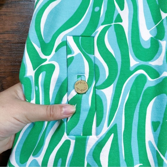 Lilly Pulitzer • Charlena Dress printed ponte shift green blue Finders Keepers - Picture 7 of 13